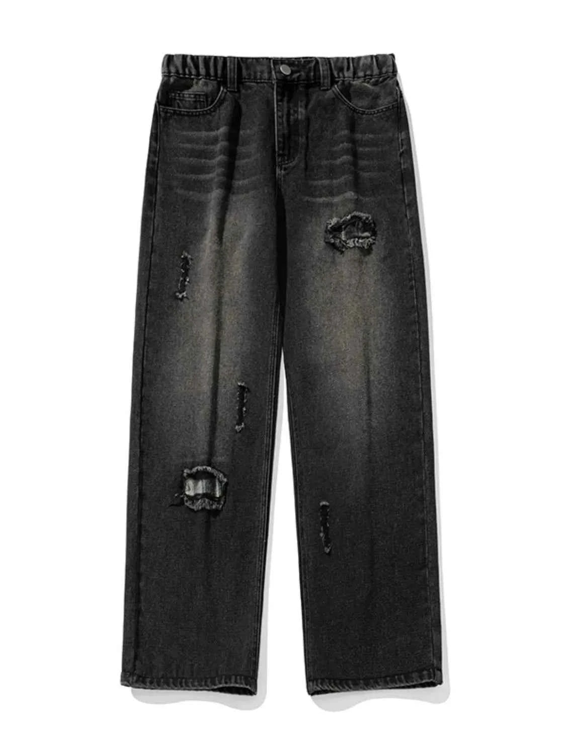 Men's Plus Size Distressed Wide Leg Jeans